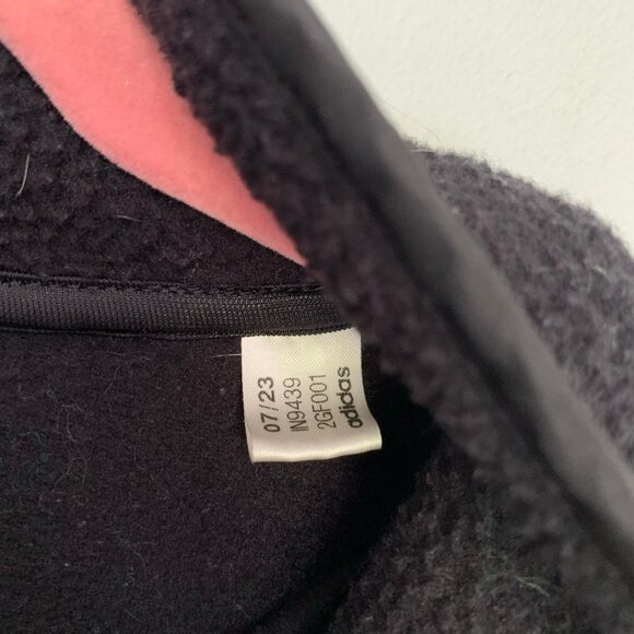 Adidas black fleece crop quarter button long sleeve pullover sweatshirt - Picture 5 of 10